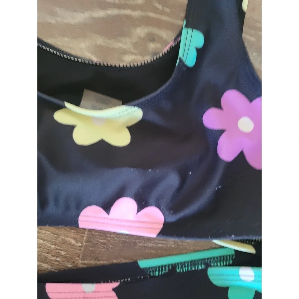Old Navy Floral Bikini Set XL Black Color Daisy Print Two Piece Swimsuit #5